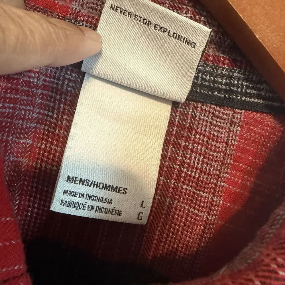 The North Face Arroyo Flannel Shirt Mens Large Red Black Plaid Heavyweight